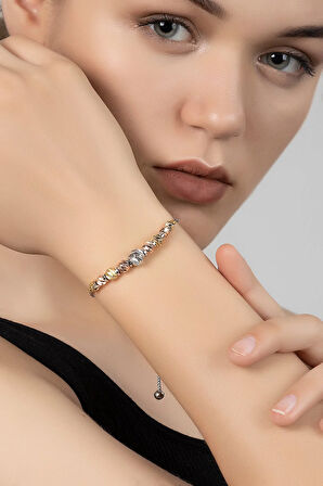 Zarif İnci Görünümlü Kadın Kol Saati Dorika Bileklik Kombin Gold Beyaz Renk PL-1530B1