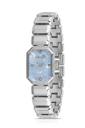 Zarif Dikdörtgen Kasa Ve Kordon Kadın Kol Saati Gümüş Mavi Renk PL-1532B5x