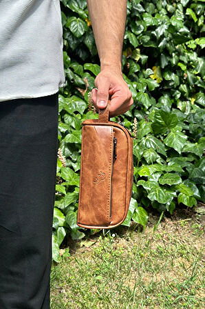 Erkek Kol Saati El Çantası Cüzdan Kemer Kartlık Çakmak Set Gümüş Taba Renk Kombin PL-7022E4