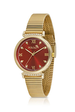 Klasik Kadın Kol Saati Gold Kırmızı Renk PL-1554B8x