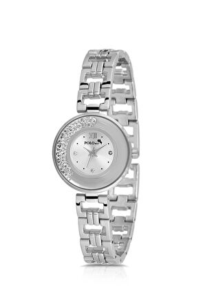 Lüx Taşlı Zincir Kordon Kadın Kol Saati Gümüş Renk PL-1539B2x