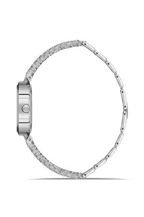 Lüx Taşlı Kordon Kadın Kol Saati Gümüş Renk PL-1535B2x