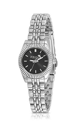 Zarif Kadın Kol Saati Gümüş Siyah Renk PL-1553B5x