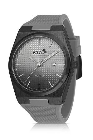 Silikon Kordon Takvimli Erkek Kol Saati Gri Siyah Renk PL-0985E3x