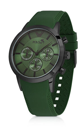 Kauçuk Kordon Metal Kasa Erkek Kol Saati Koyu Yeşil Siyah Renk PL-0984E3x