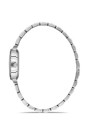 Lüx Taşlı Baklava Desen Kadın Kol Saati Gümüş Renk PL-1537B2x