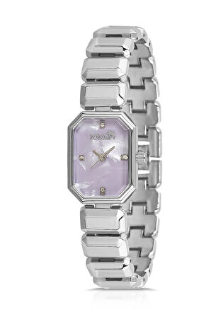 Zarif Dikdörtgen Kasa Ve Kordon Kadın Kol Saati Gümüş Lila Renk PL-1532B6x
