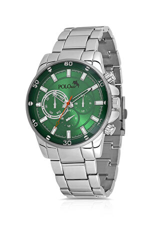 Spor Kasa Klasik Metal Erkek Kol Saati Gümüş Yeşil Renk PL-0995E4x
