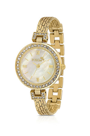 Lüx Taşlı Kadın Kol Saati Gold Renk PL-1548B1x