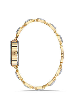 Lüx Taşlı Kordon Kadın Kol Saati Gold Mavi Renk PL-1533B4x