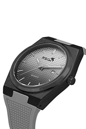 Takvimli Erkek Kol Saati Cüzdan Kemer Kartlık Çakmak Kombin Gri Siyah Renk PL-0985E3