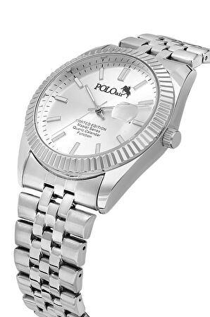 Mercek Takvimli Erkek Kol Saati Cüzdan Kemer 55 ml Parfüm Kombin Gümüş Renk PL-0988E3