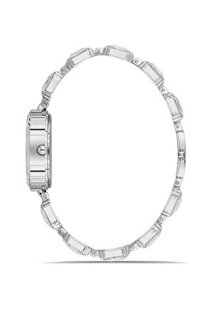 Lüx Taşlı Kordon Kadın Kol Saati Gümüş Renk PL-1533B2x