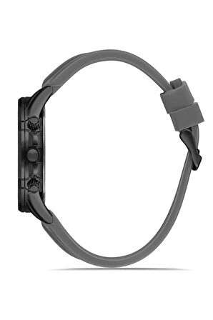 Silikon Kordon Renkli Cam Erkek Kol Saati Gri Siyah Renk PL-0986E3x