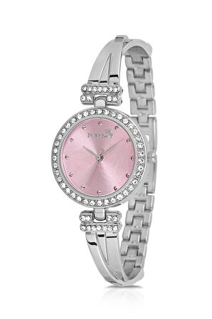 Vintage Kadın Kol Saati Gümüş Pembe Renk PL-1534B4x