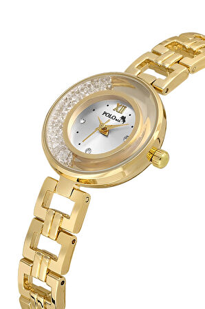 Lüx Taşlı Zincir Kordon Kadın Kol Saati Gold Renk PL-1539B1x