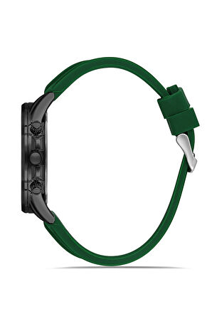 Silikon Kordon Renkli Cam Erkek Kol Saati Koyu Yeşil Siyah Renk PL-0986E5x