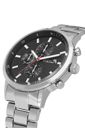 Spor Metal Erkek Kol Saati Gümüş Siyah Renk PL-0998E3x