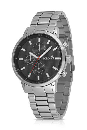 Spor Metal Erkek Kol Saati Gümüş Siyah Renk PL-0998E3x