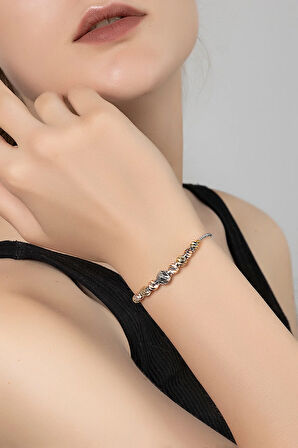 İki inci Taşlı Görünümlü Kordon Kadın Kol Saati Dorika Bileklik Kombin Gümüş Yeşil Renk PL-1531B3