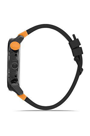 Silikon Kordon Spor Erkek Kol Saati Siyah Turuncu Renk PL-0983E4x