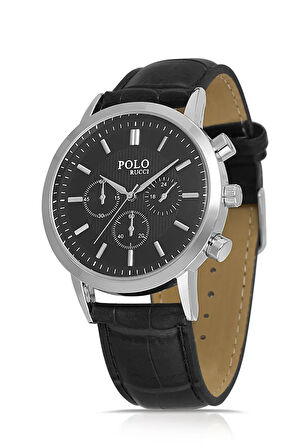 Klasik Deri Kordon Metal Kasa Erkek Kol Saati Siyah Renk PL-0980E1x