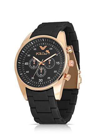 Silikon Kordon Spor Erkek Kol Saati Siyah Bakır Renk PL-0981E4x