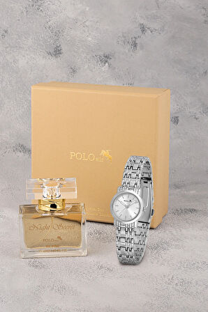Zarif Kadın Kol Saati Ve Parfüm Seti Hediyelik Kutusunda Kombin Gümüş Renk St-2177s2