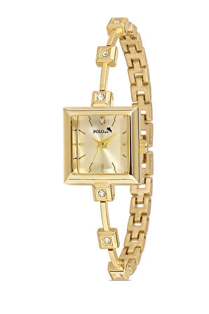 Kare Kasa Taşlı Kordon Kadın Kol Saati Gold Renk PL-1543B1x