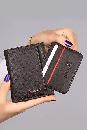 Erkek Kol Saati Ve Dama Desen Cüzdan Hediyelik Kutusunda Kombin Gümüş Kahverengi Renk PL-7019E3