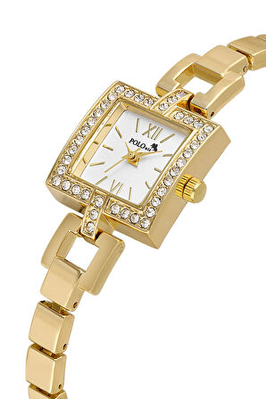 Kare Kasa Kadın Kol Saati Zirkon Taşlı Baget Bileklik Kombin Gold Renk PL-1544B1