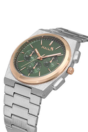 Spor Erkek Kol Saati Gümüş Yeşil Bakır Renk PL-0999E5x
