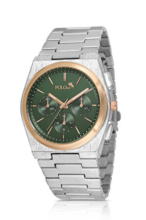 Spor Erkek Kol Saati Gümüş Yeşil Bakır Renk PL-0999E5x