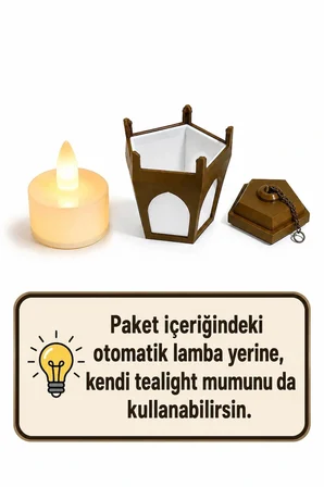 Kitap Arası Sokak Lambası Dekoru | LED Tealight Mum Dahil | Dekoratif Kitaplık Objesi