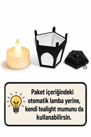 Kitap Arası Sokak Lambası Dekoru | LED Tealight Mum Dahil | Dekoratif Kitaplık Objesi