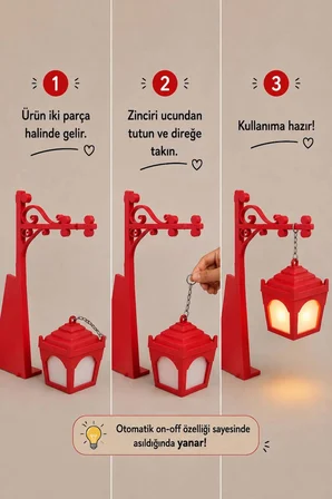 Kitap Arası Sokak Lambası Dekoru | LED Tealight Mum Dahil | Dekoratif Kitaplık Objesi