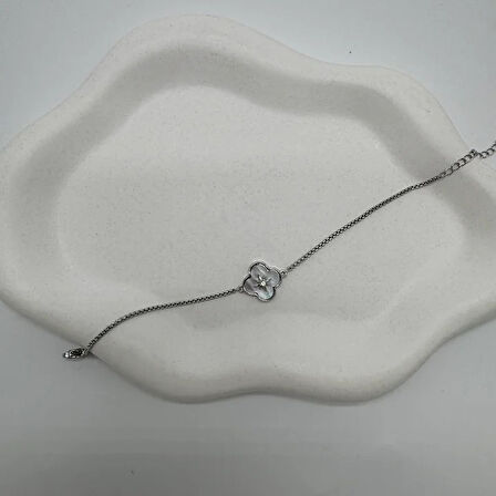 Özel Seri Silver Yonca Detay Bileklik - Silver