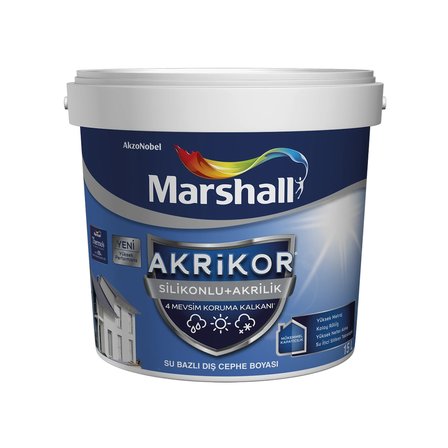 Marshall Akrikor Silikonlu Akrilik Dış Cephe Boyası BW Baz 1 L