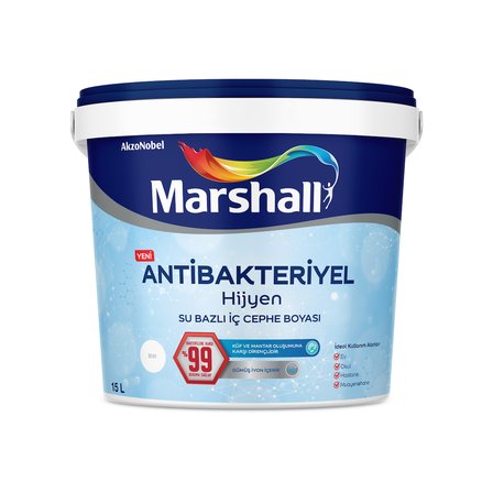 Marshall Antibakteriyel Hijyen İç Cephe Boyası %99 Bakteri Hapsetme BW Baz 2,5 L
