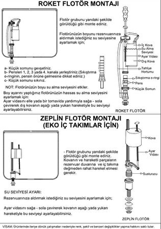 Visam Starmax Çekmeli Rezervuar İç Takım Zeplin Flotörlü 608-001