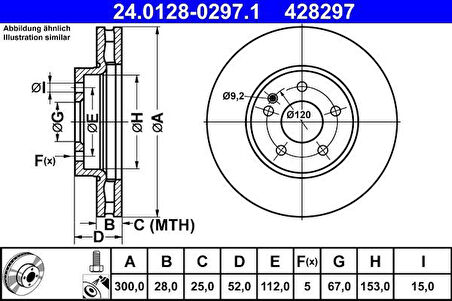 Mercedes Fren Diski On Vito W447 14> - Ate 24 0128-0297 1