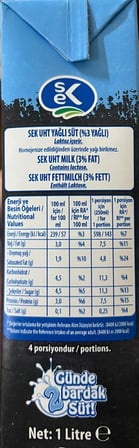 SEK Barista Süt %3 Yağlı UHT Süt (12 adet x 1 LT)