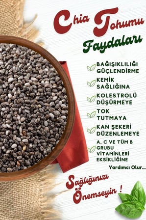 Yörem Afyon Diyetisyen Tavsiyeli Tok Tutan Yaşamın Enerji Kaynağı Chia Tohumu {Salvia Hispanica} | 80Gr.