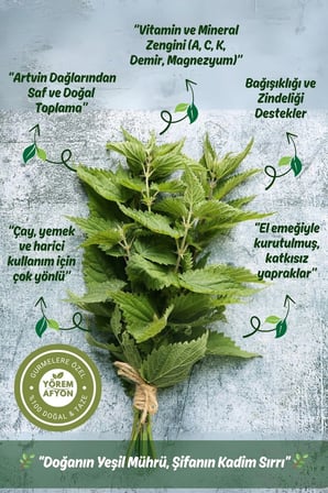 Yörem Afyon Artvin Yöresinden Doğanın Yeşil Mührü Hakiki İsırgan Otu Yaprağı, Yakan Ot {Urtica Dioica} | 55Gr.