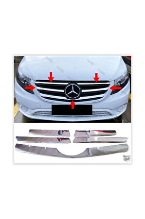 Mercedes Vito W447 Krom Ön Panjur 5 Prç 2020-2023 Geniş Model Paslanmaz Çelik