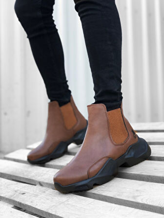 ET0444 Bağcıksız Rahat Yüksek Taban Taba Erkek Spor Yarım Bilek Bot