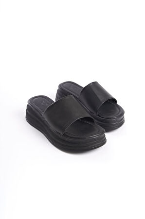 JET-ALICE Düz Topuklu Kalın ve Ortopedik Taban Kadın Terlik  CST - Siyah