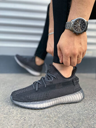 JET-305 Pulse Bağcıklı Triko Kumaş Erkek Günlük Spor Ayakkabı TBT - Siyah