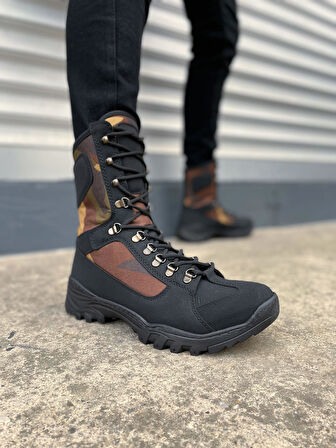 JET-999 Strike Bağcıklı Ortopedik Taban Günlük Cilt Erkek Askeri Postal Bot CST Siyah/Haki