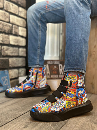 ET0142 Bantlı Erkek Yüksek Taban Popart Model Spor Bot